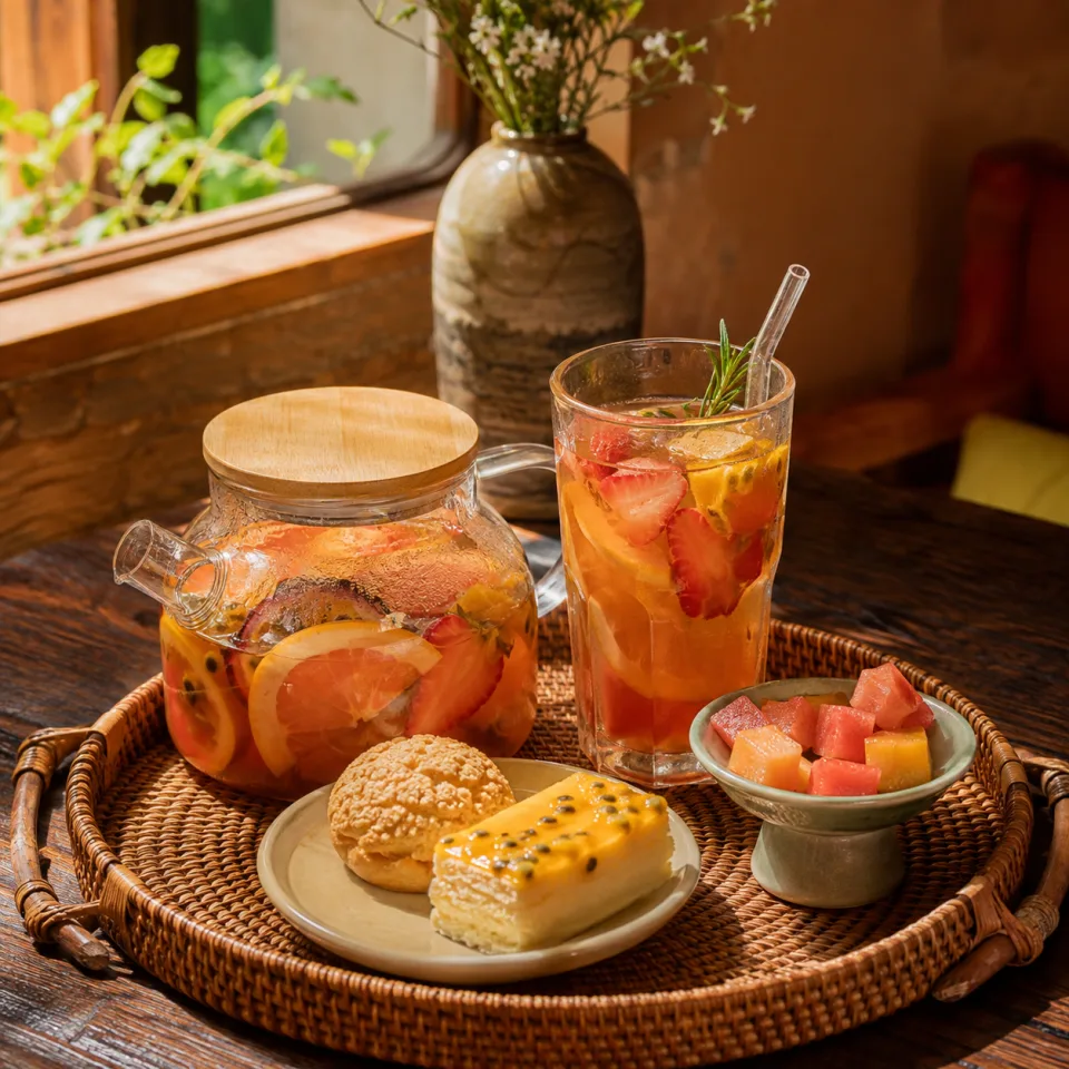 Quầy bếp bày món